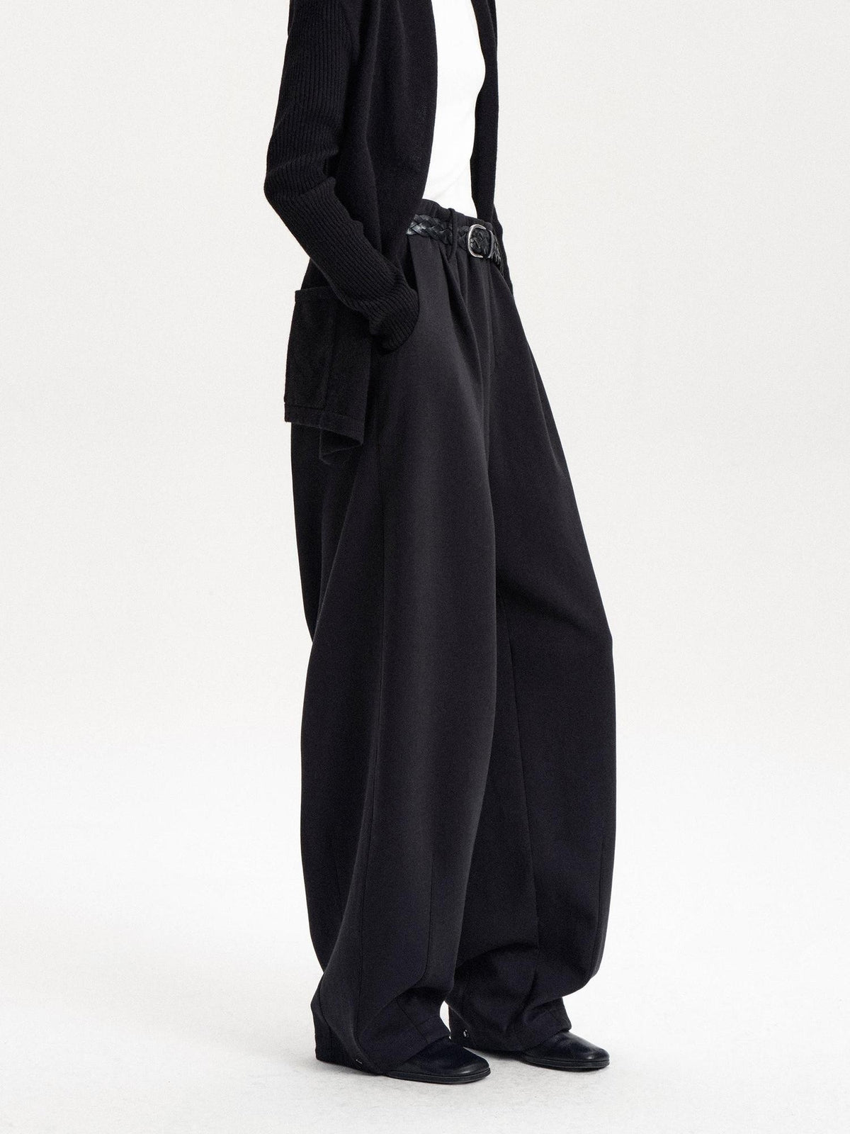 LYUOCHENG Pleated Solid Cropped Balloon Women&