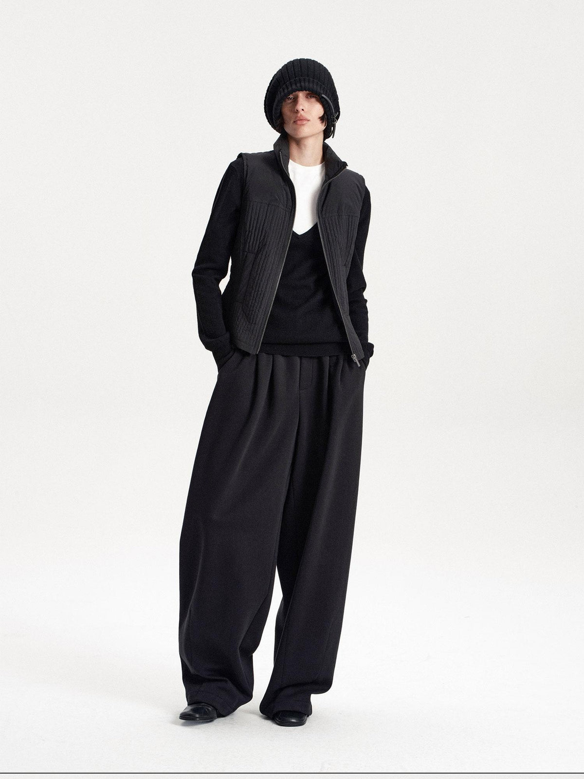 LYUOCHENG Pleated Solid Cropped Balloon Women&