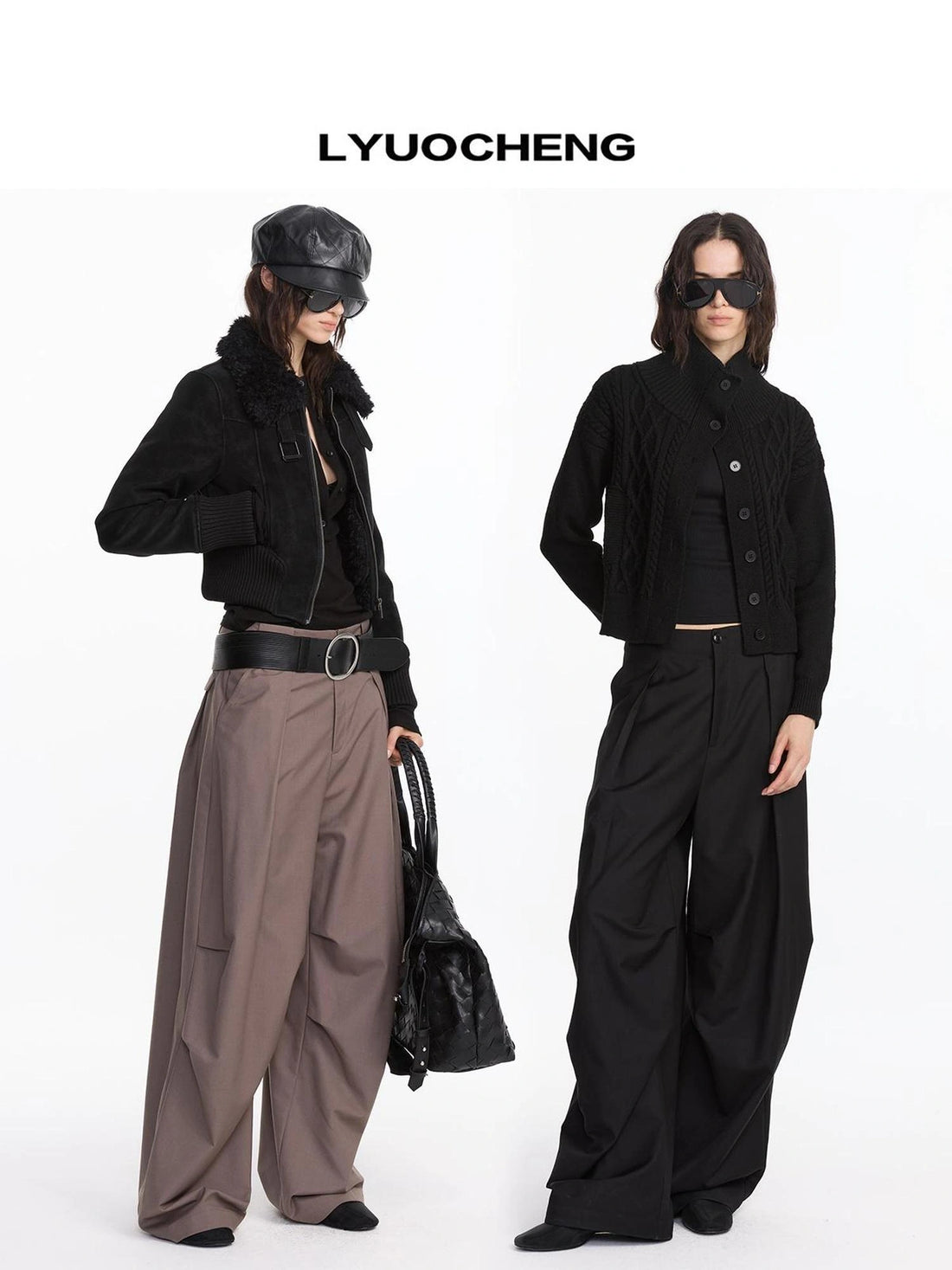 LYUOCHENG Pleated Wide Leg Trousers
