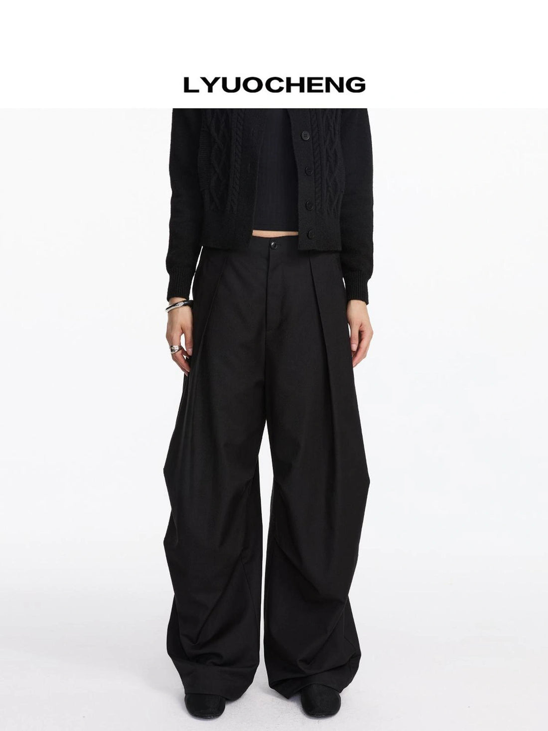 LYUOCHENG Pleated Wide Leg Trousers