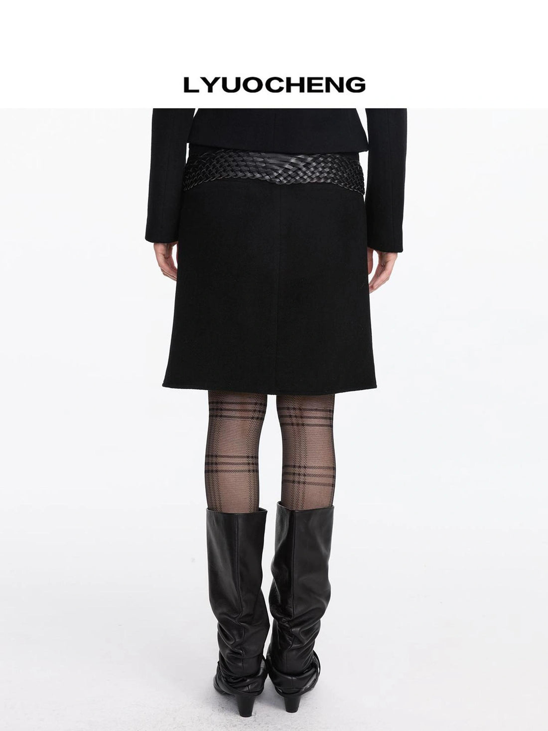 LYUOCHENG Pleated Wool Blend Midi Skirt
