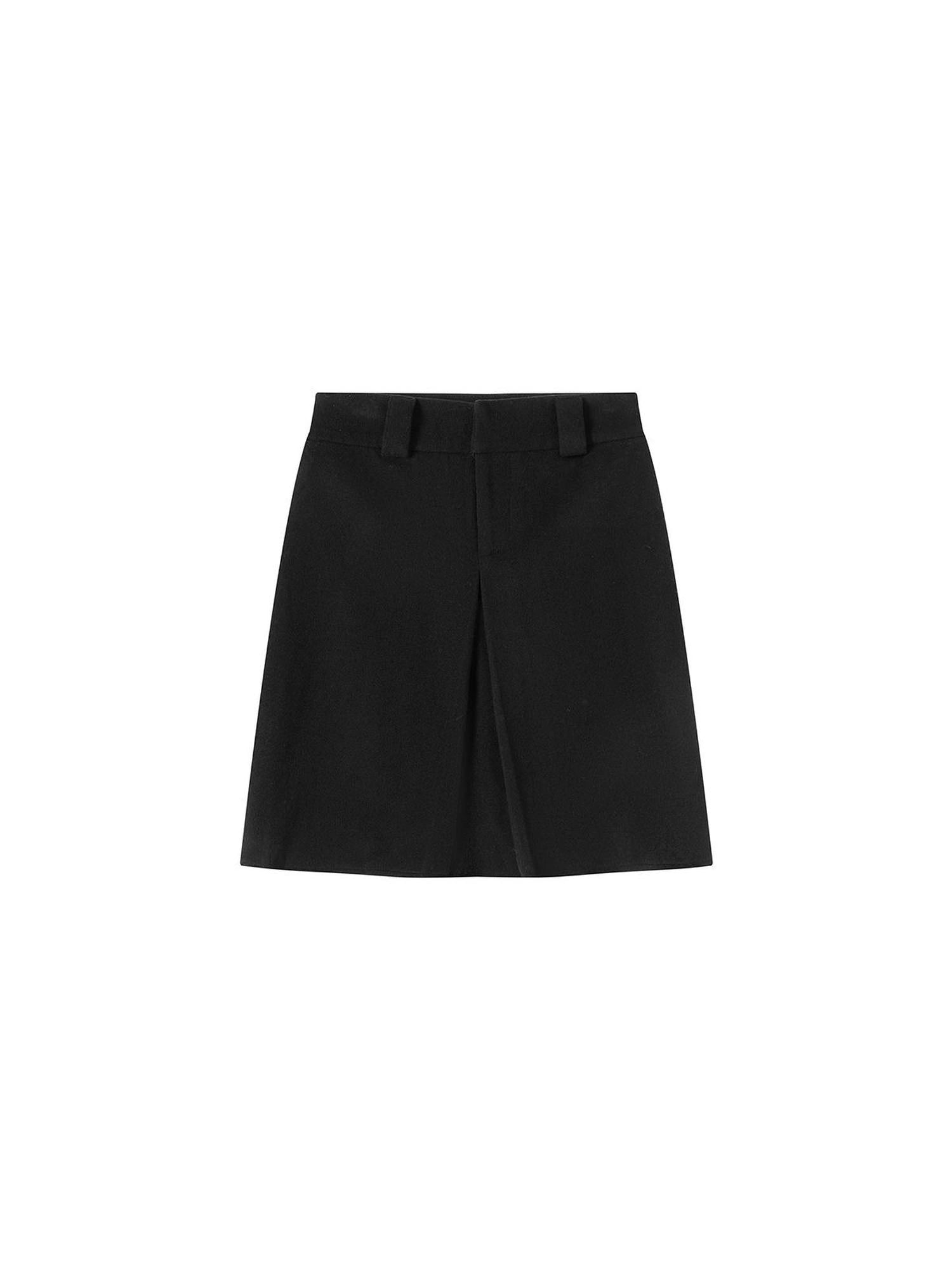 LYUOCHENG Pleated Wool Blend Midi Skirt