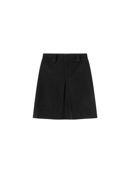 LYUOCHENG Pleated Wool Blend Midi Skirt