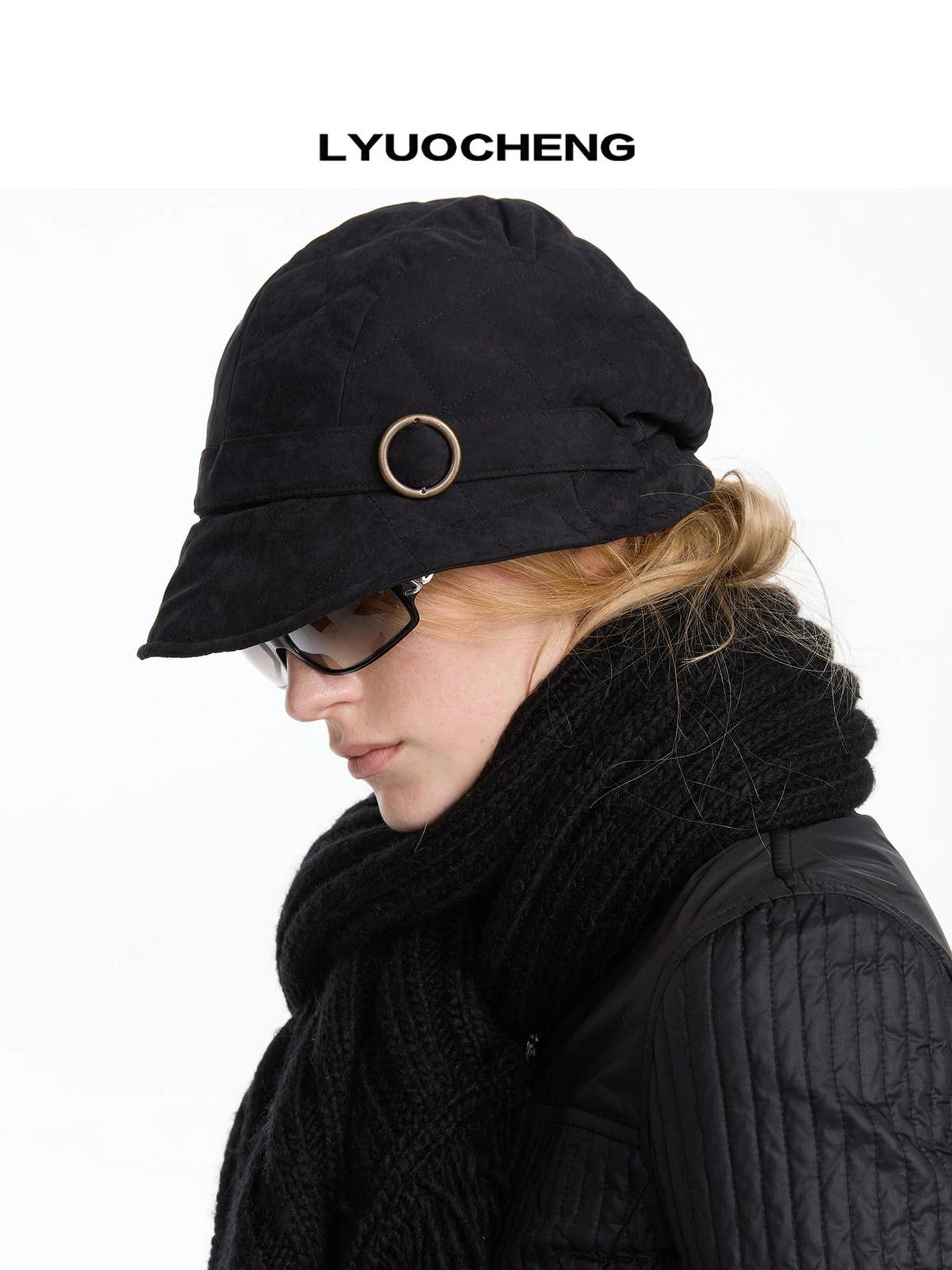 LYUOCHENG Quilted Cotton Short Brimmed Cap