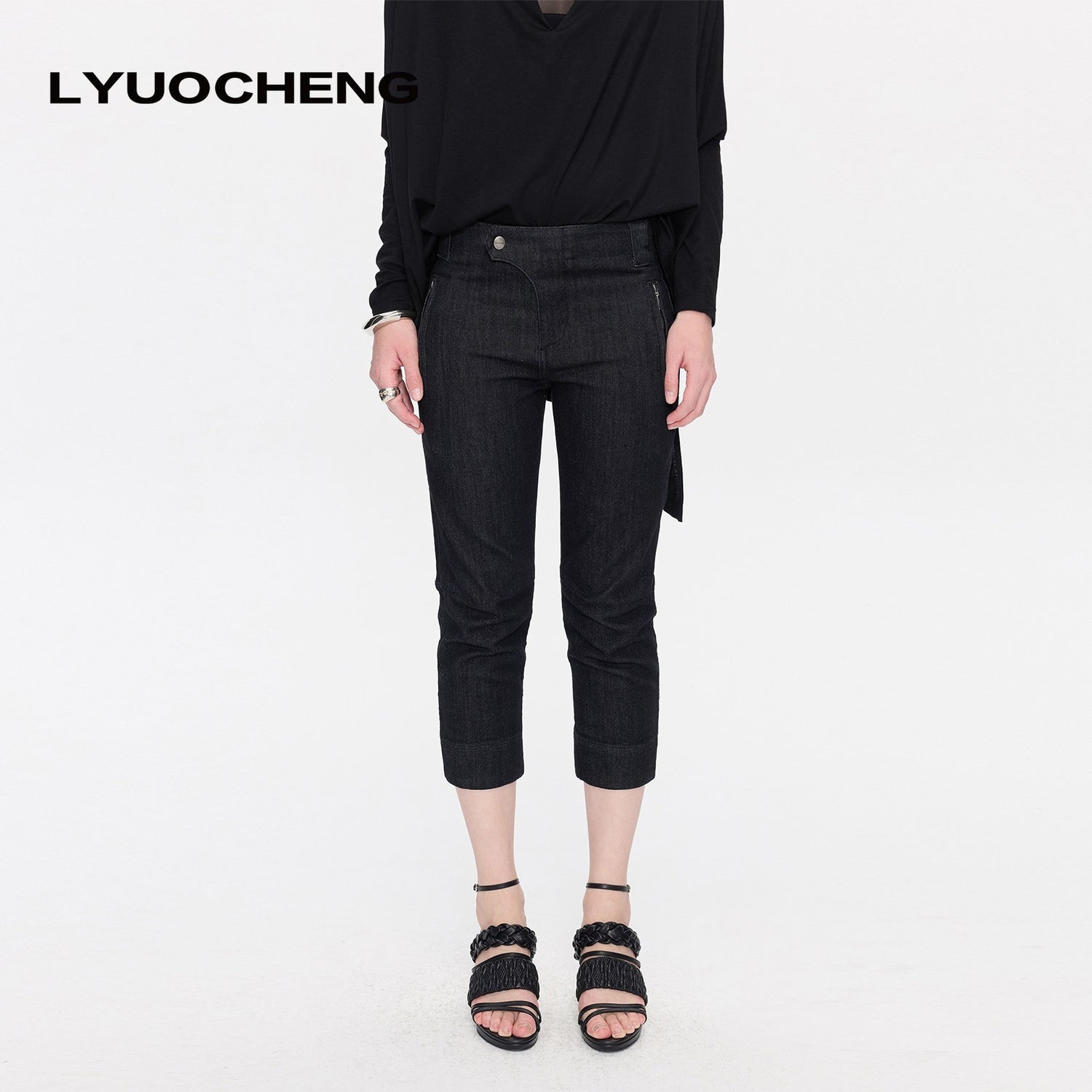LYUOCHENG_Raw_Denim_Slim_Tapered_Stretch_Zip_Fly_Women&