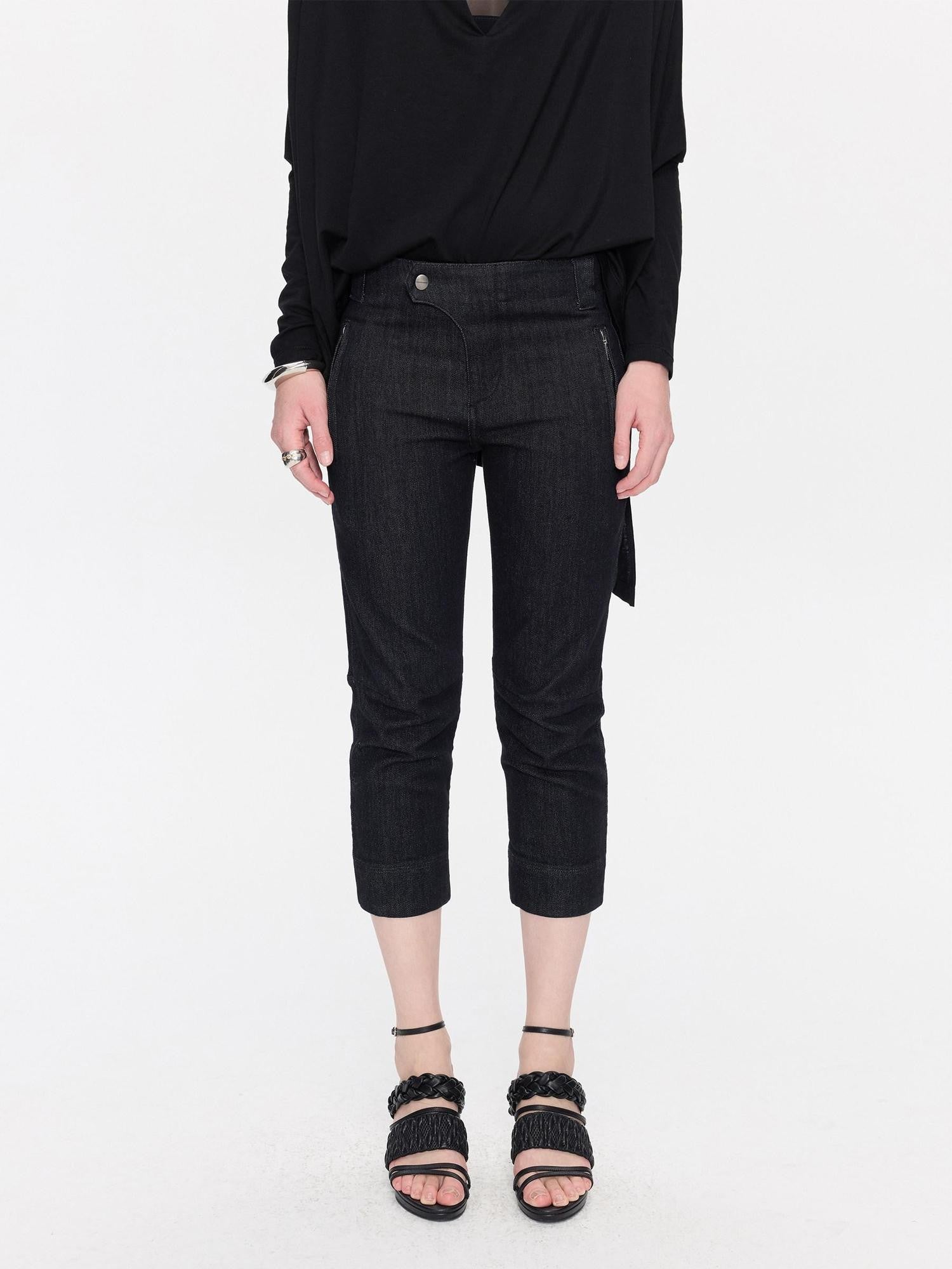 LYUOCHENG Raw Denim Slim Tapered Stretch Zip Fly Women&