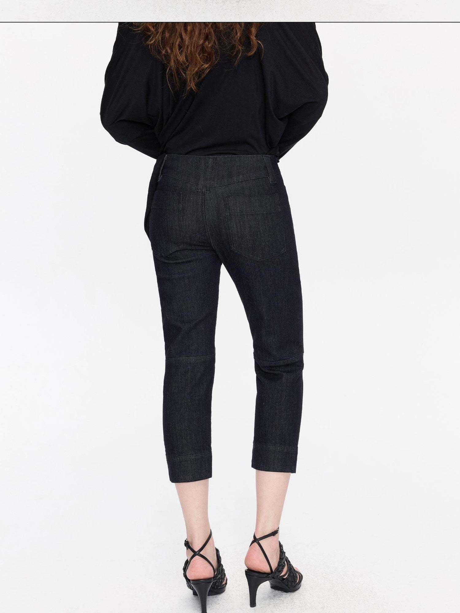LYUOCHENG Raw Denim Slim Tapered Stretch Zip Fly Women&