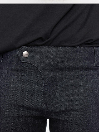 LYUOCHENG Raw Denim Slim Tapered Stretch Zip Fly Women&