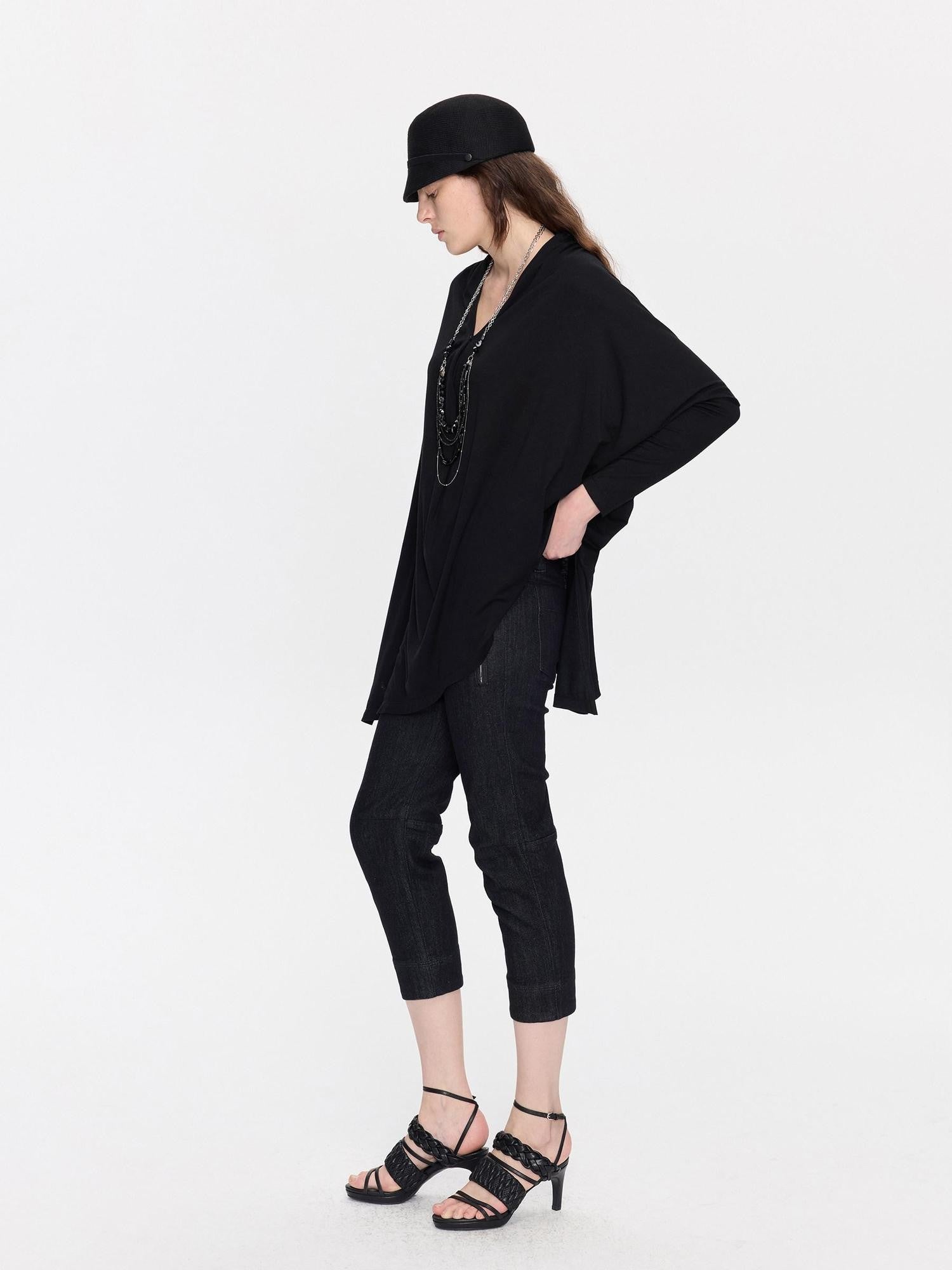 LYUOCHENG Raw Denim Slim Tapered Stretch Zip Fly Women&