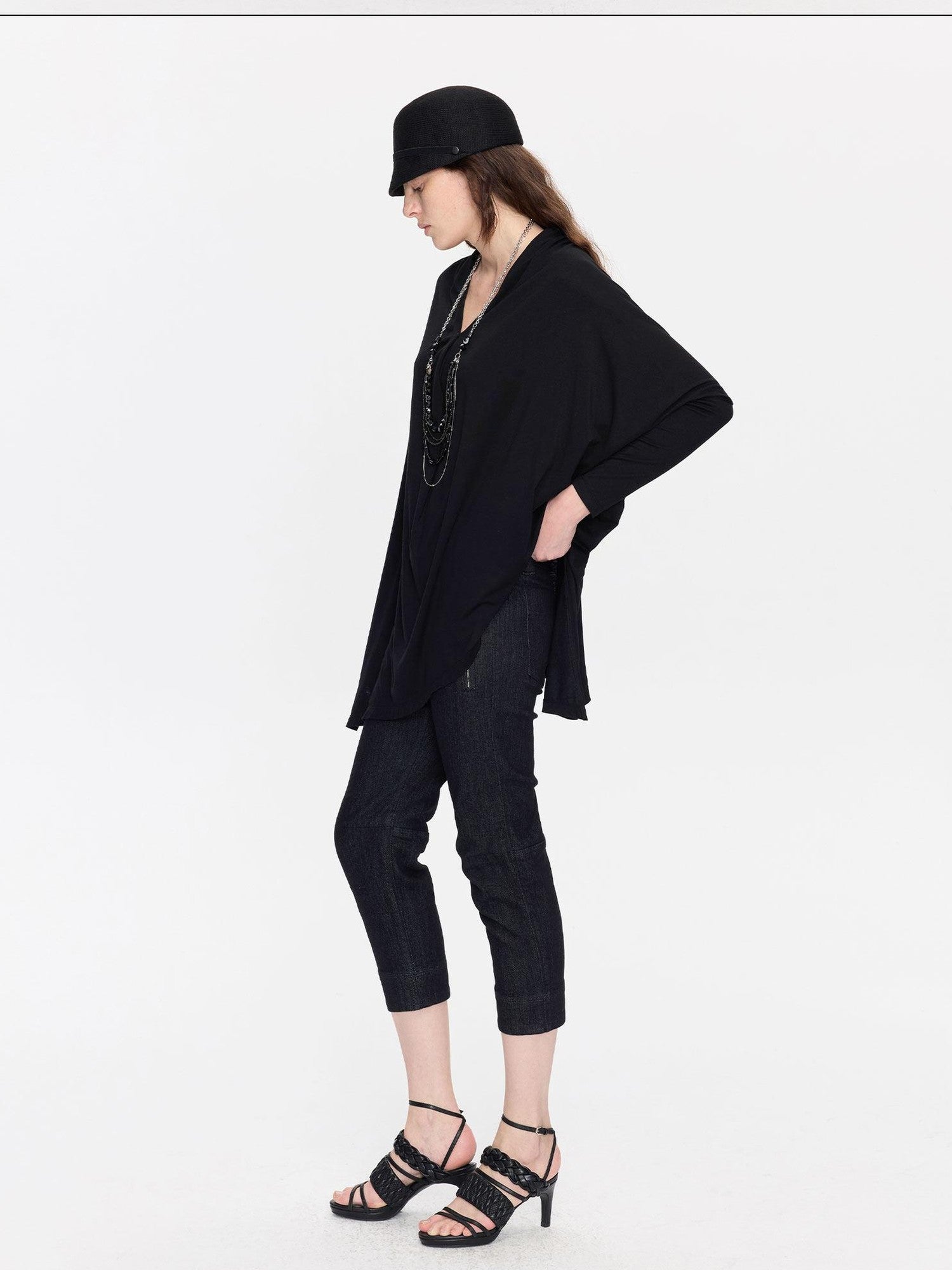 LYUOCHENG Raw Denim Slim Tapered Stretch Zip Fly Women&