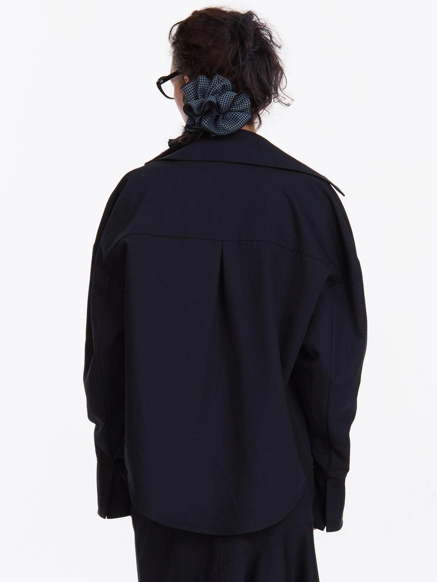 LYUOCHENG Relaxed Navy Blue Mid Length Casual Shirt
