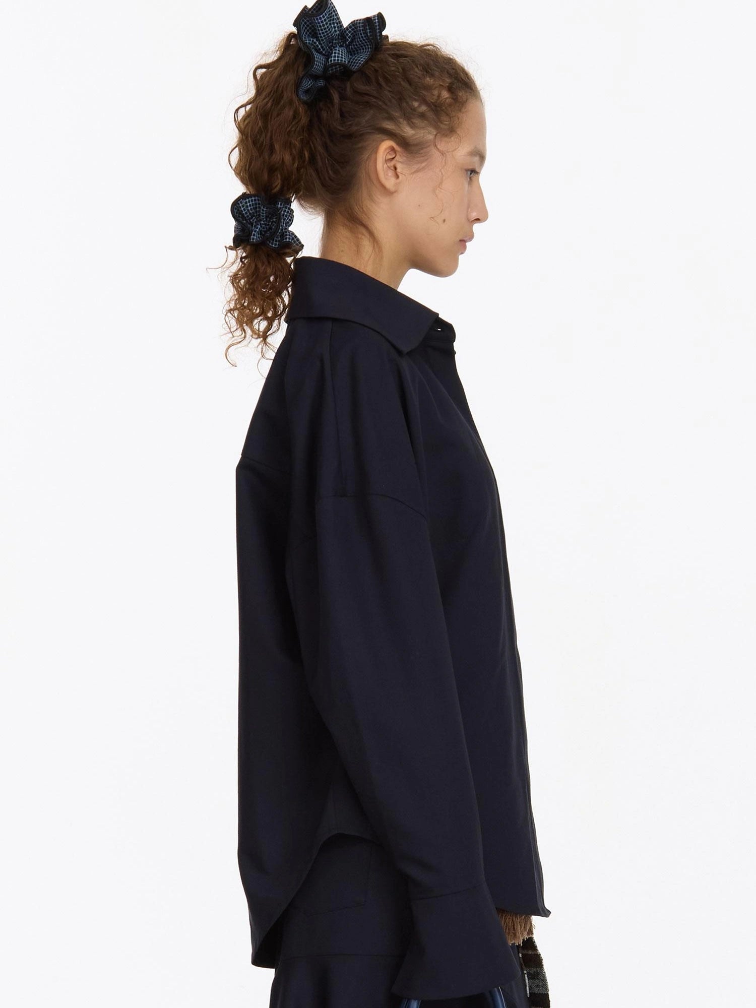 LYUOCHENG Relaxed Navy Blue Mid Length Casual Shirt