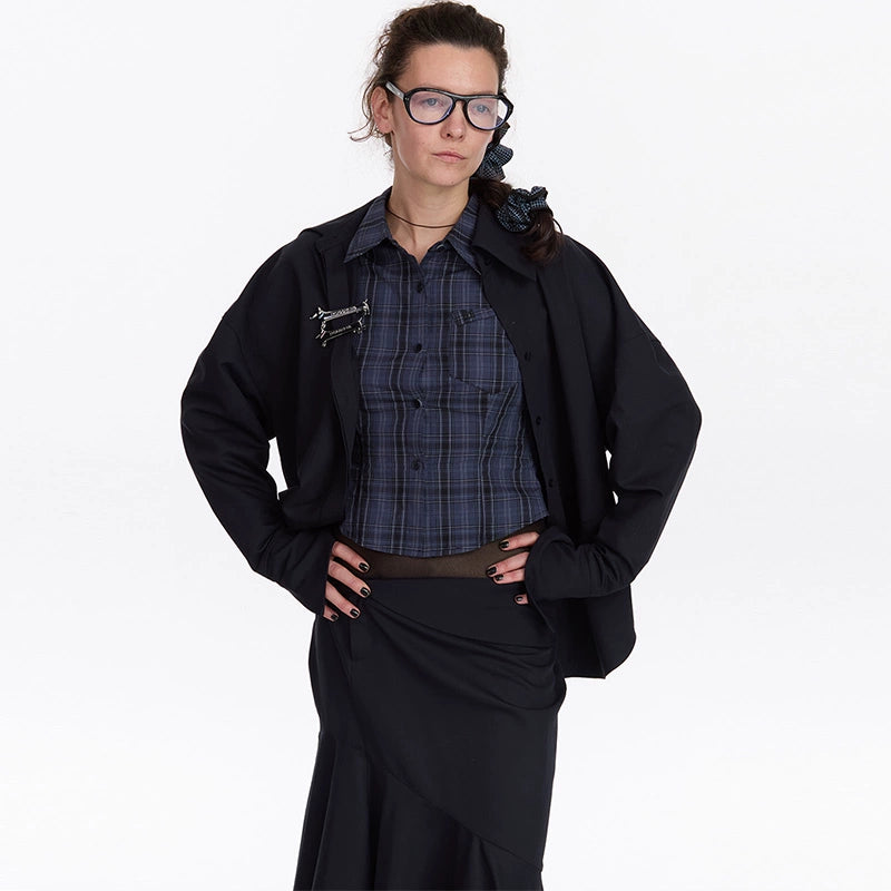 LYUOCHENG_Relaxed_Navy_Blue_Mid_Length_Casual_Shirt_MISSTT
