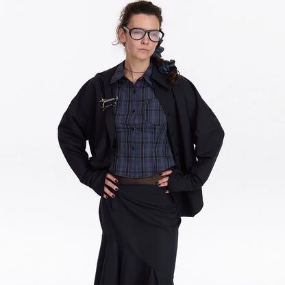 LYUOCHENG_Relaxed_Navy_Blue_Mid_Length_Casual_Shirt_MISSTT