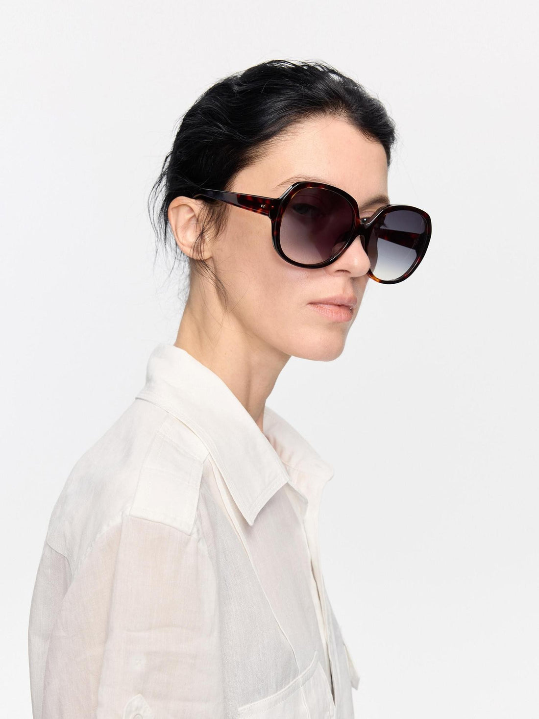LYUOCHENG Retro Oversized Round Gradient Tortoiseshell Women&