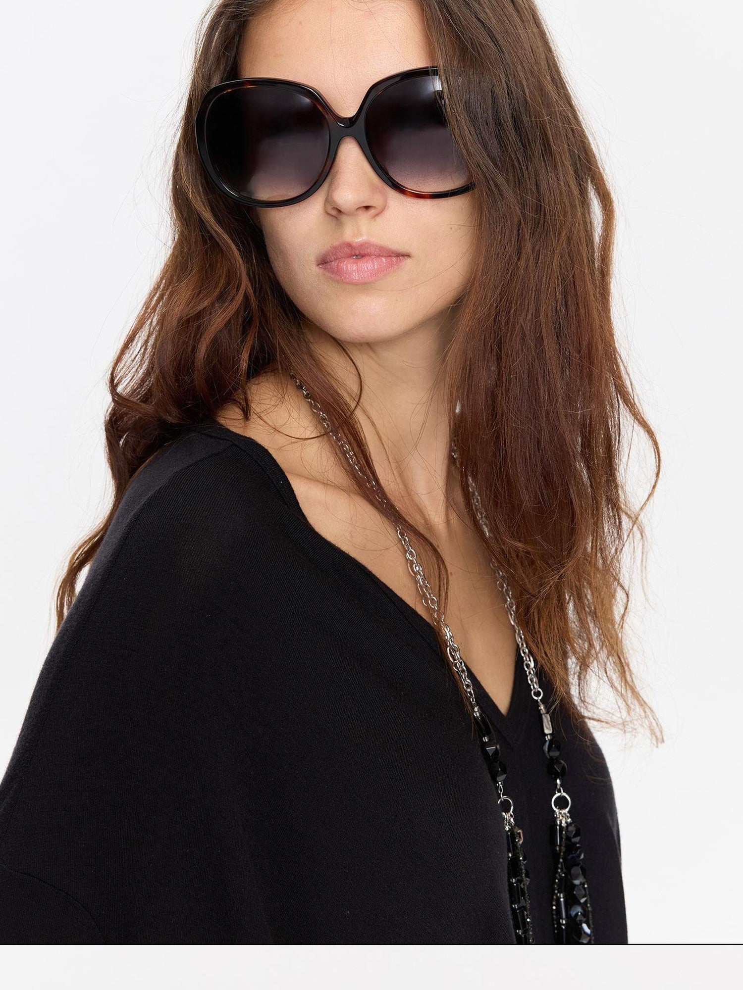 LYUOCHENG Retro Oversized Round Gradient Tortoiseshell Women&