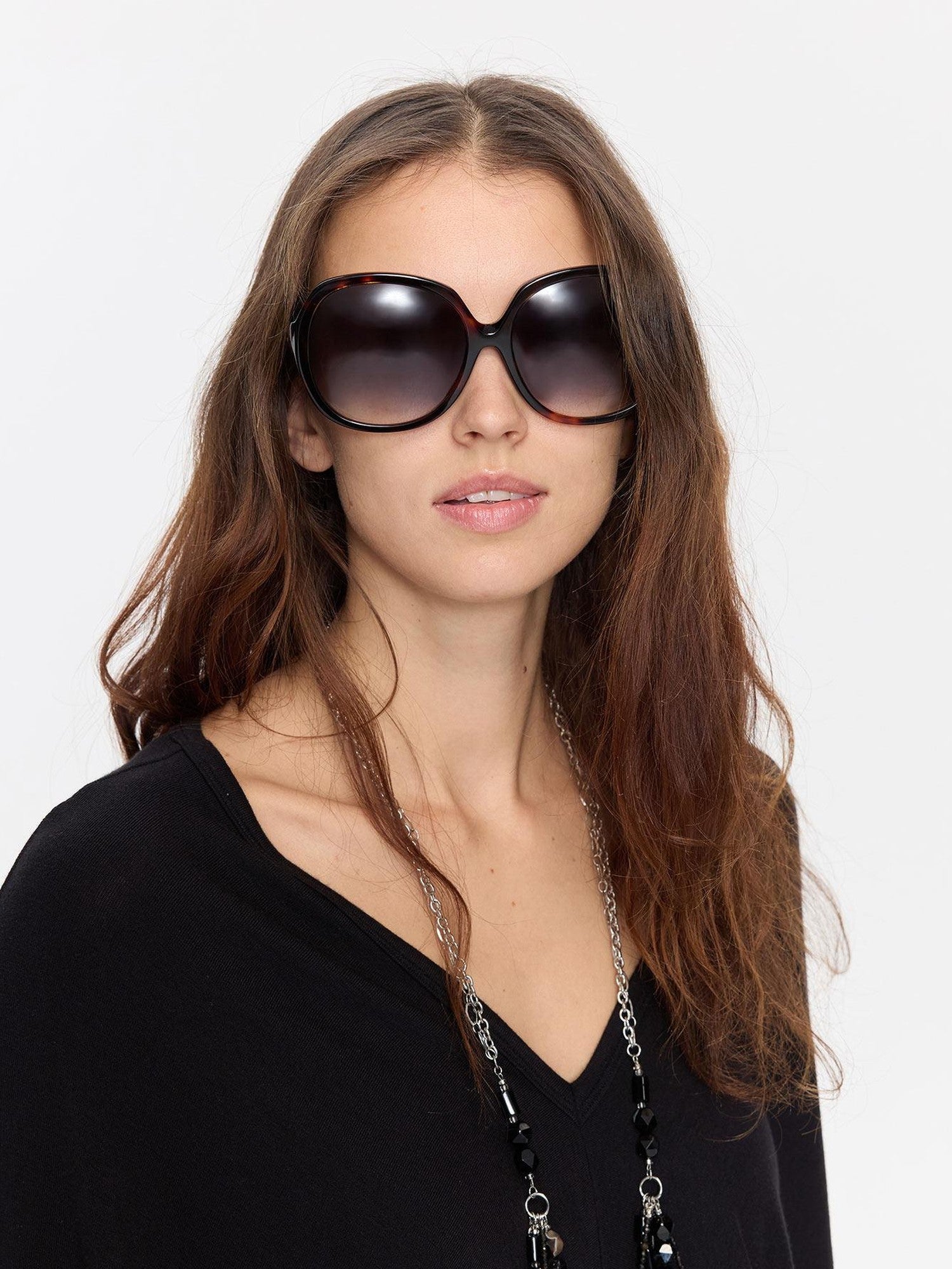 LYUOCHENG Retro Oversized Round Gradient Tortoiseshell Women&