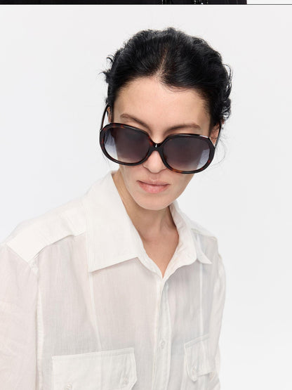 LYUOCHENG Retro Oversized Round Gradient Tortoiseshell Women&
