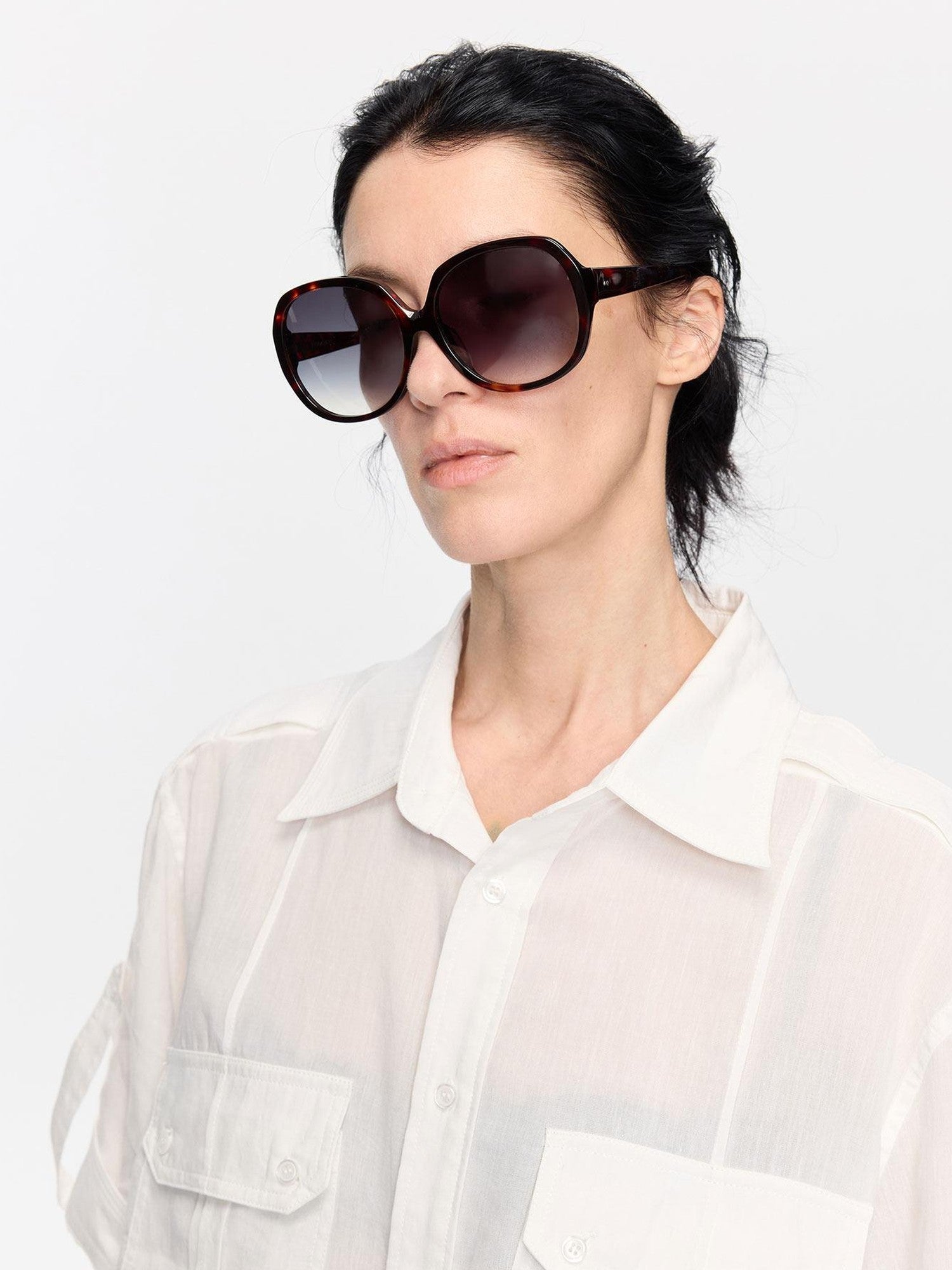 LYUOCHENG Retro Oversized Round Gradient Tortoiseshell Women&