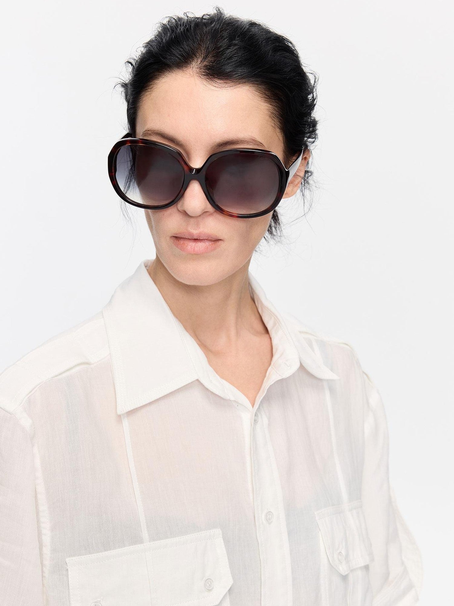 LYUOCHENG Retro Oversized Round Gradient Tortoiseshell Women&
