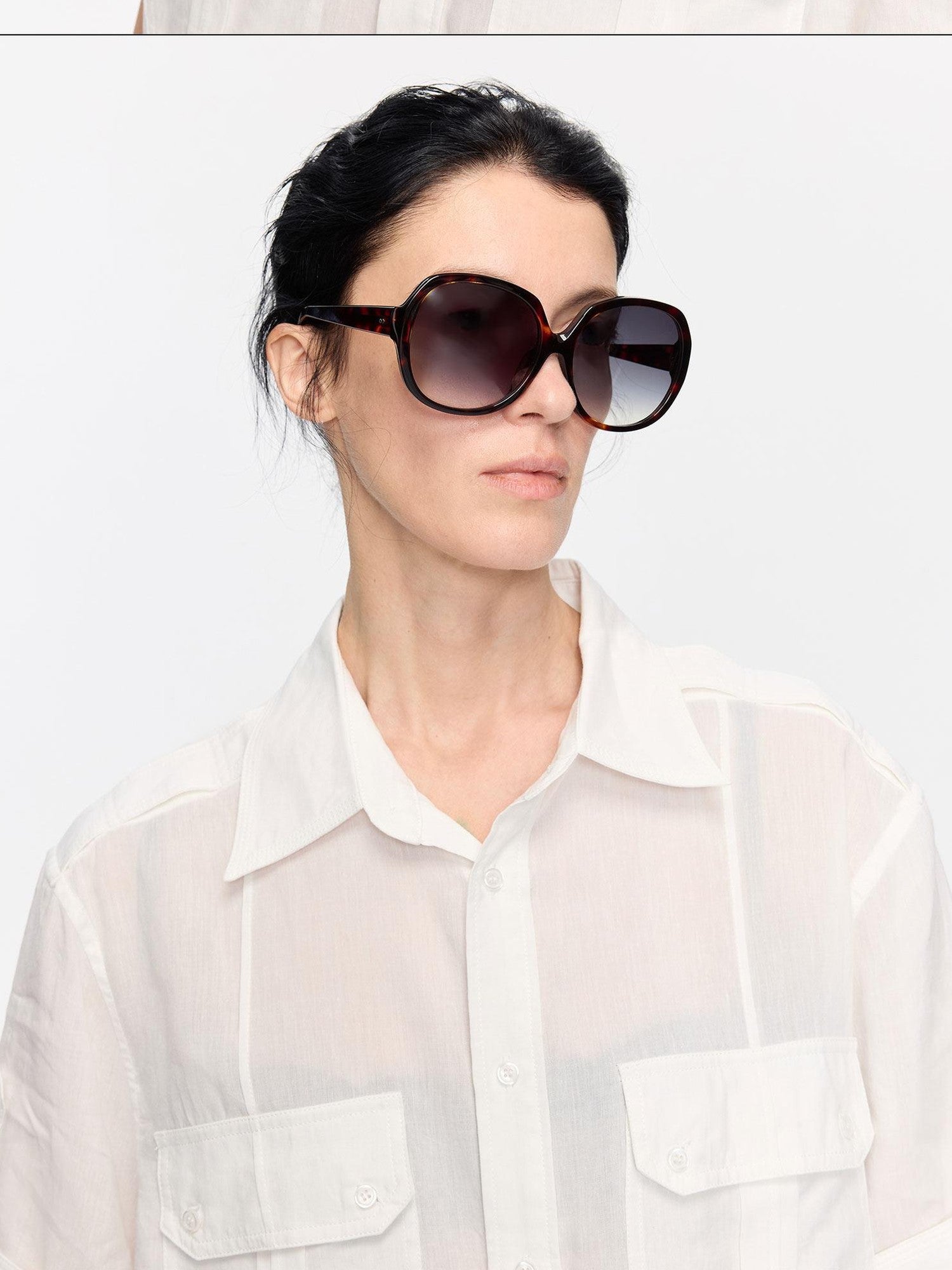 LYUOCHENG Retro Oversized Round Gradient Tortoiseshell Women&