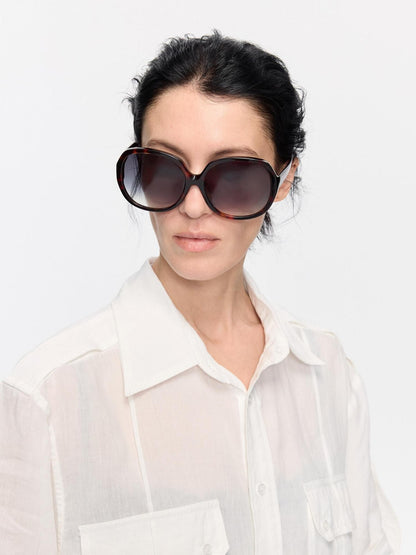 LYUOCHENG Retro Oversized Round Gradient Tortoiseshell Women&