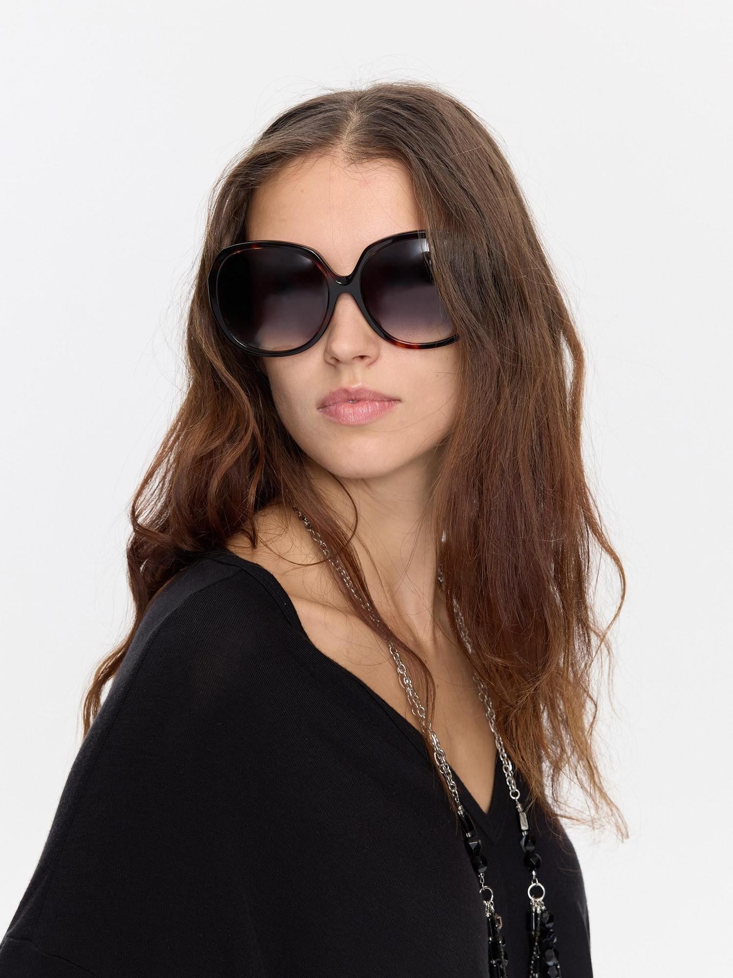 LYUOCHENG Retro Oversized Round Gradient Tortoiseshell Women&