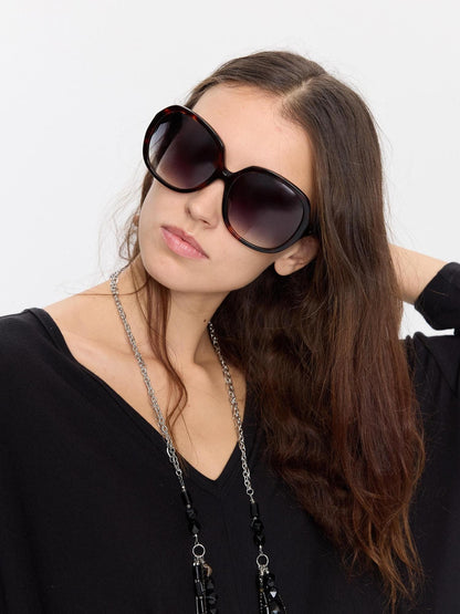 LYUOCHENG Retro Oversized Round Gradient Tortoiseshell Women&