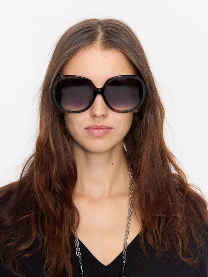 LYUOCHENG Retro Oversized Round Gradient Tortoiseshell Women&