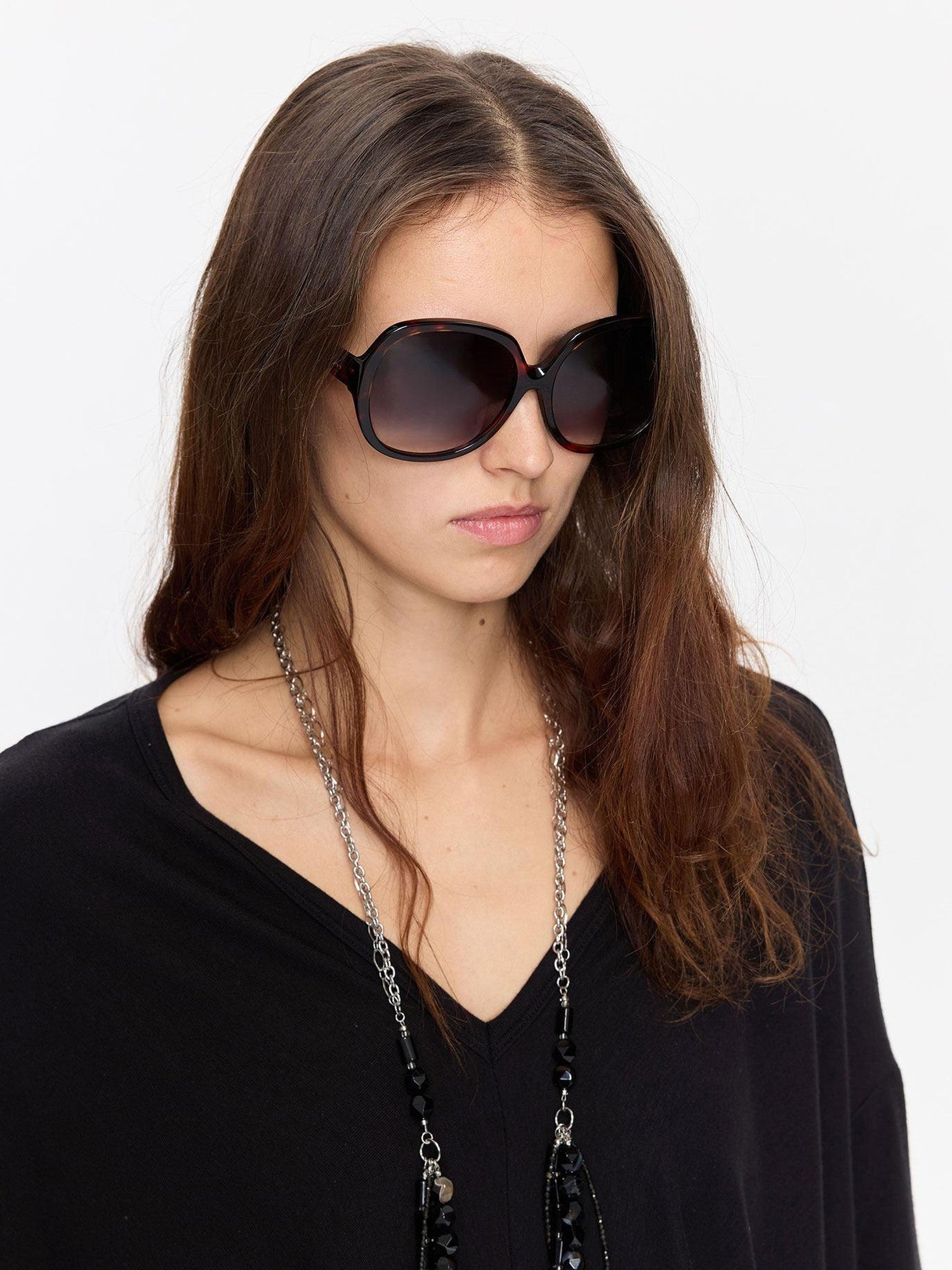 LYUOCHENG Retro Oversized Round Gradient Tortoiseshell Women&