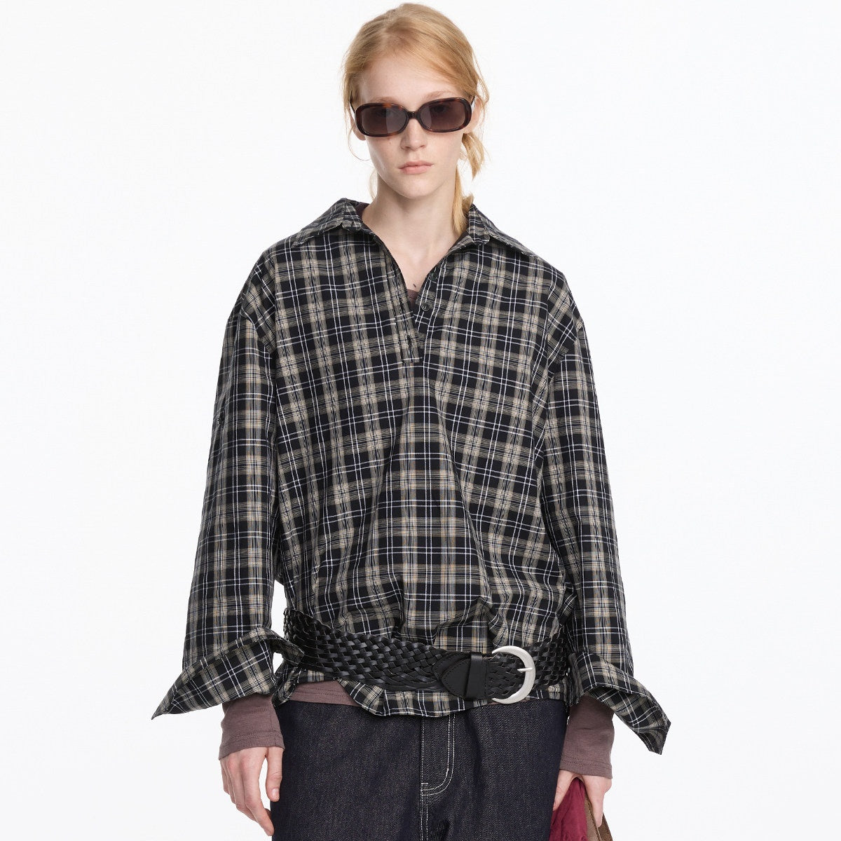 LYUOCHENG_Reversible_Plaid_Adjustable_Waist_Wide_Long_Sleeves_Women&