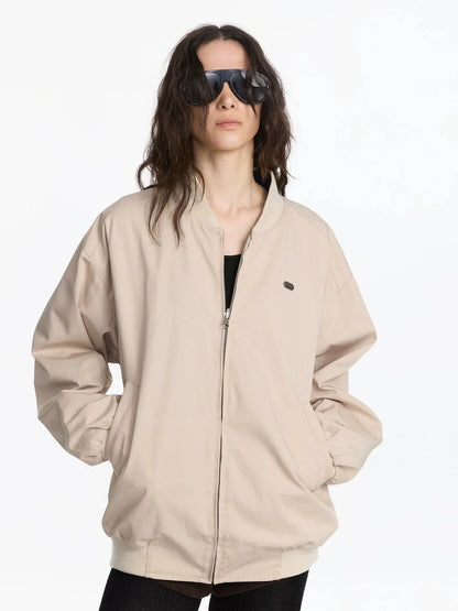 LYUOCHENG Reversible Plaid Baseball Jacket In Khaki And Purple