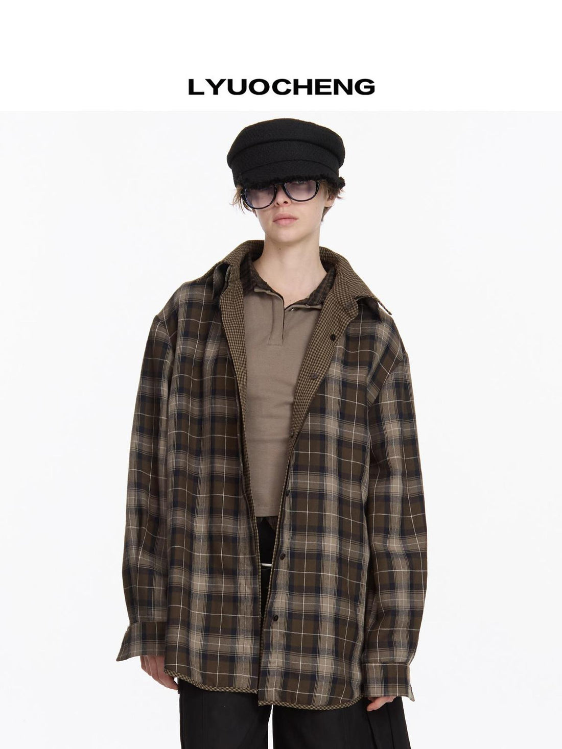 LYUOCHENG Reversible Plaid Shirt With Dual Pattern