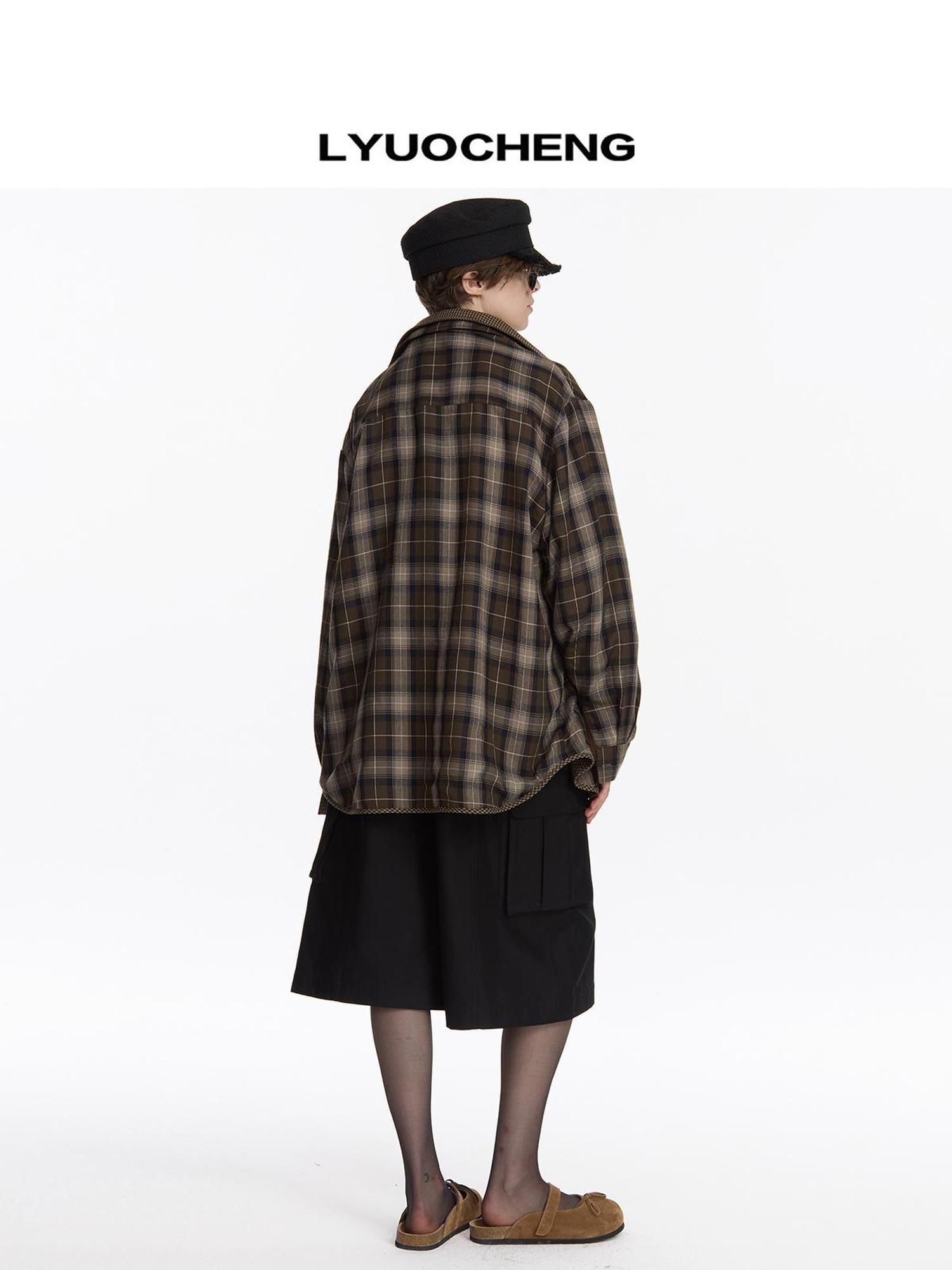 LYUOCHENG Reversible Plaid Shirt With Dual Pattern