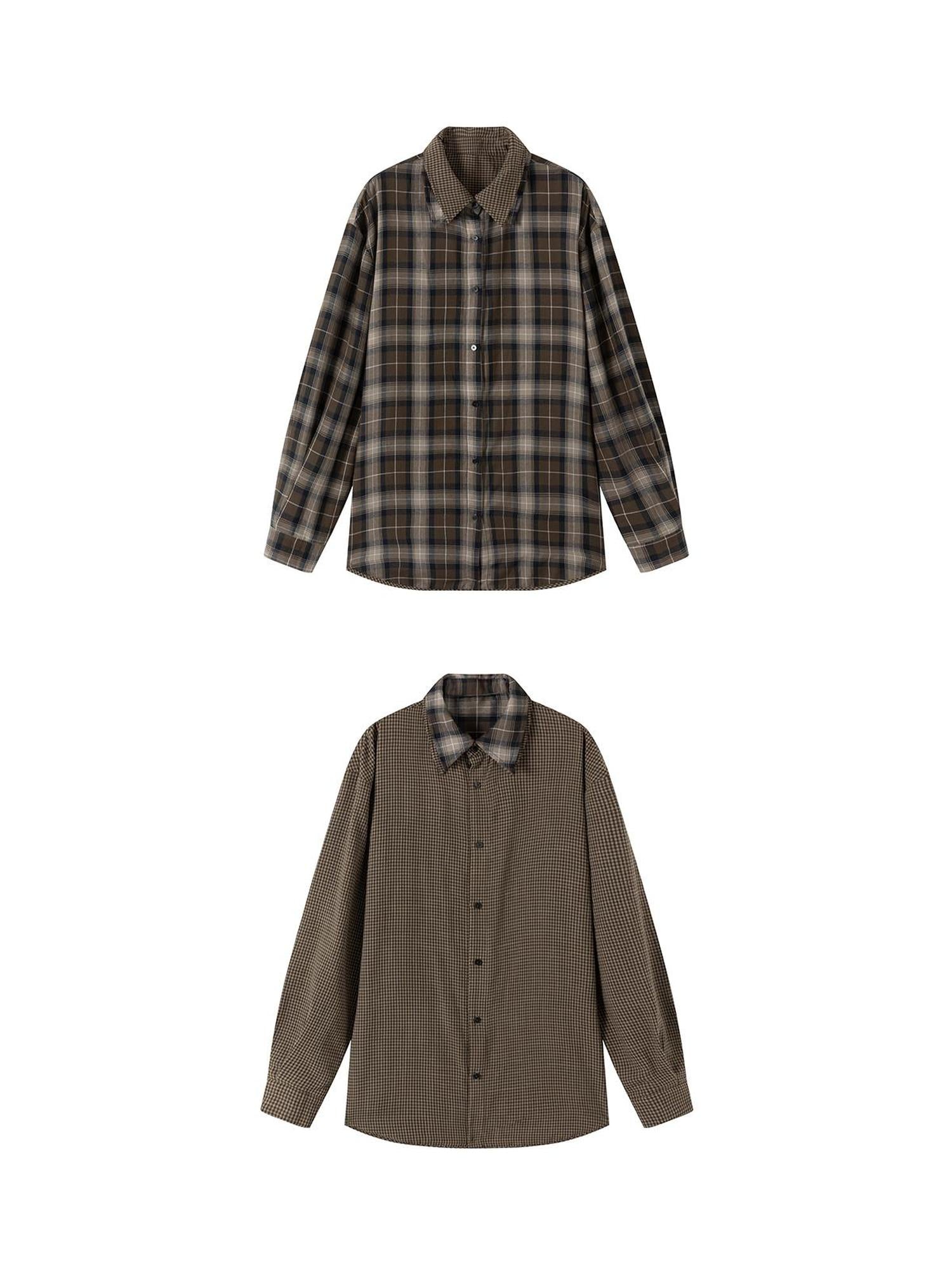 LYUOCHENG Reversible Plaid Shirt With Dual Pattern