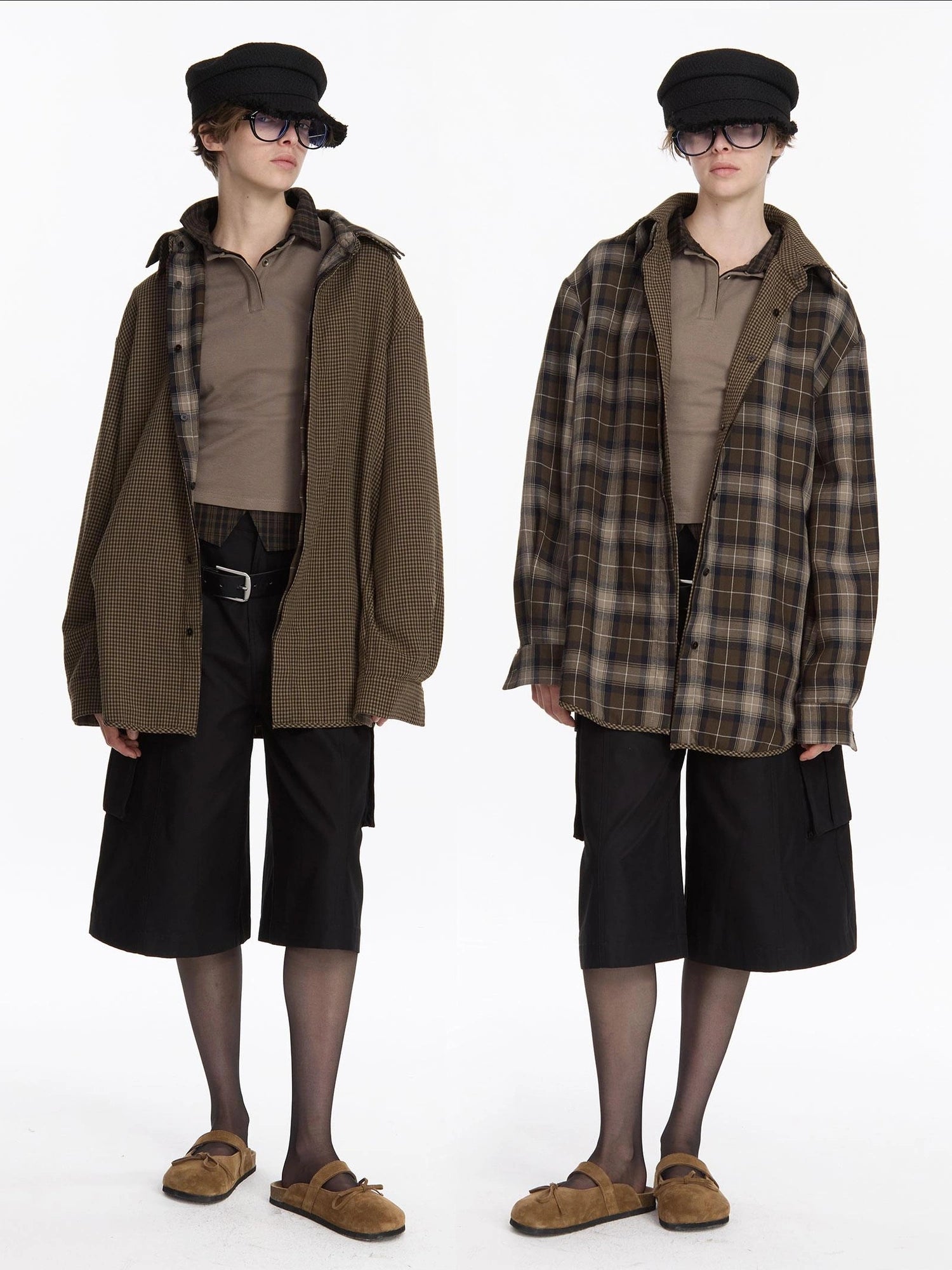 LYUOCHENG Reversible Plaid Shirt With Dual Pattern