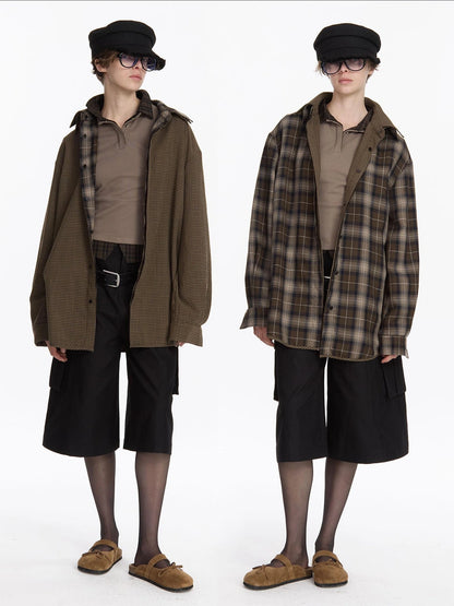 LYUOCHENG Reversible Plaid Shirt With Dual Pattern