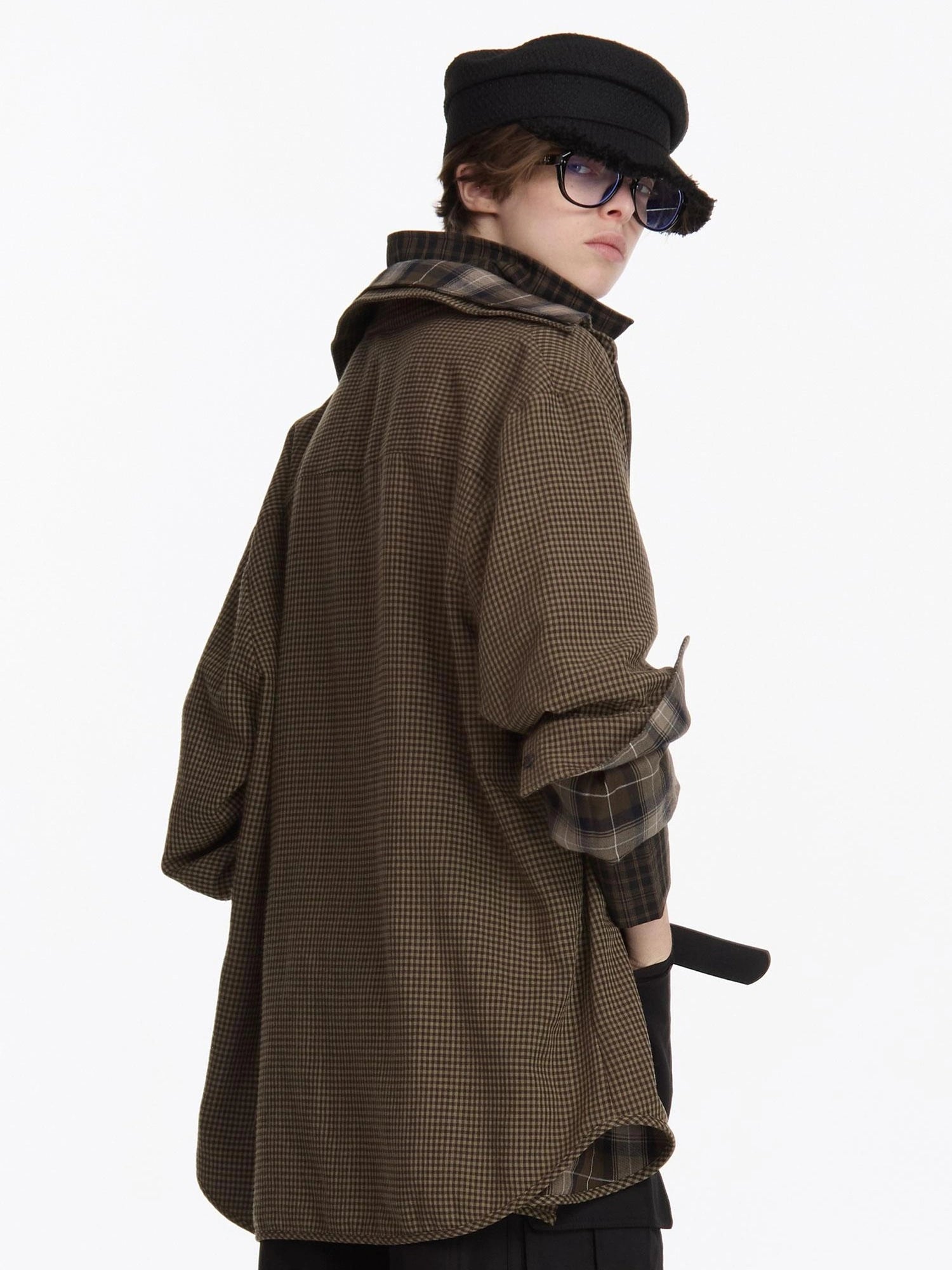 LYUOCHENG Reversible Plaid Shirt With Dual Pattern
