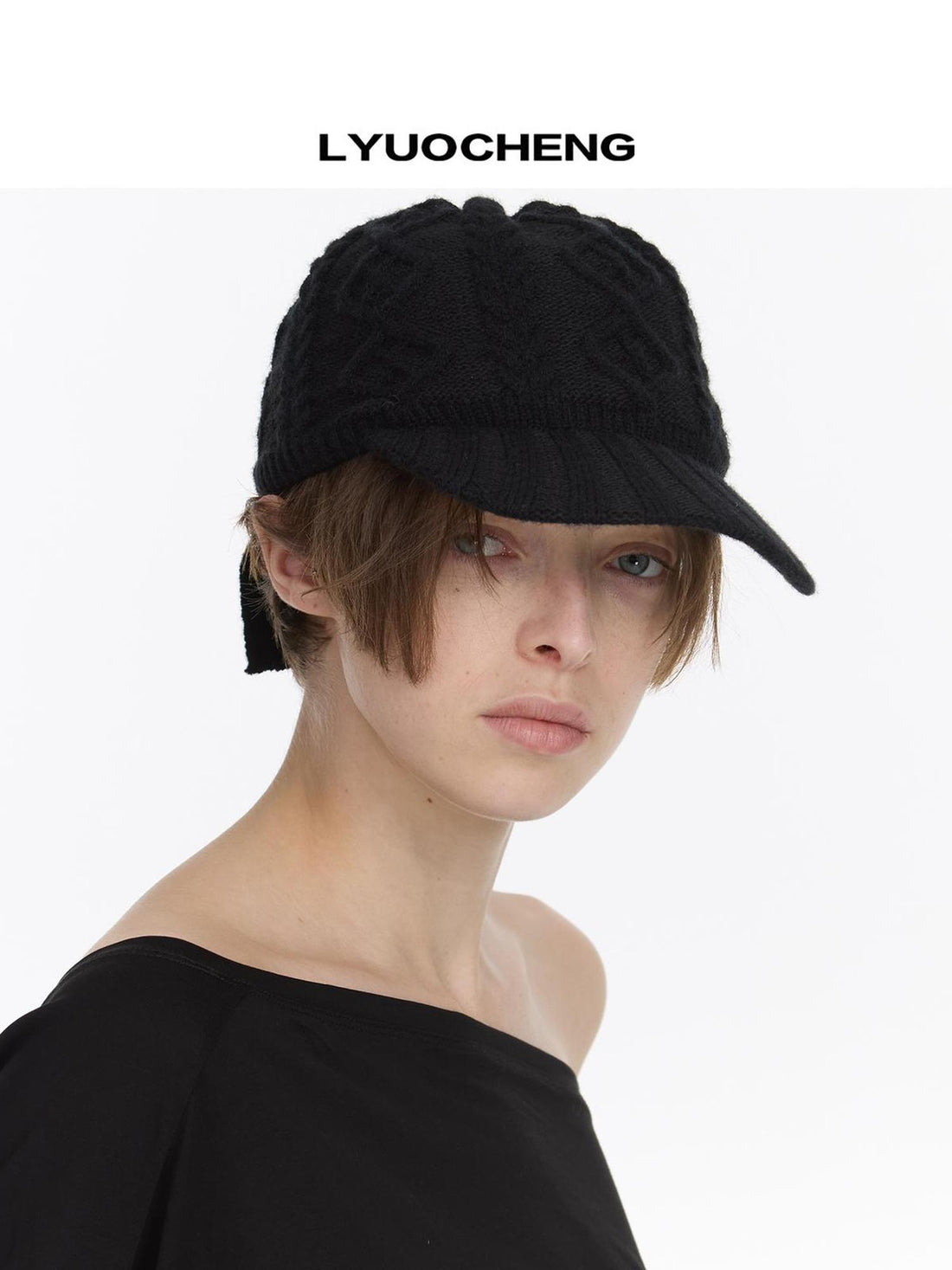 LYUOCHENG Ribbed Knit Equestrian Baseball Cap