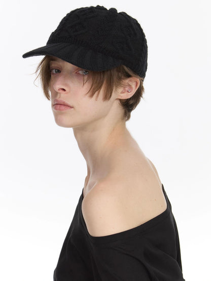 LYUOCHENG Ribbed Knit Equestrian Baseball Cap