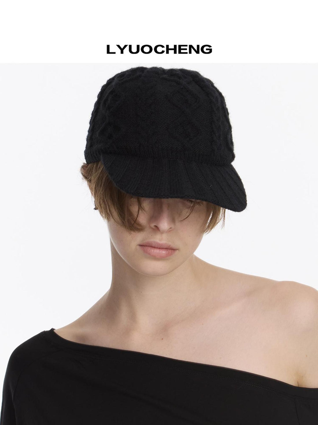 LYUOCHENG Ribbed Knit Equestrian Baseball Cap