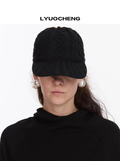 LYUOCHENG Ribbed Knit Equestrian Baseball Cap