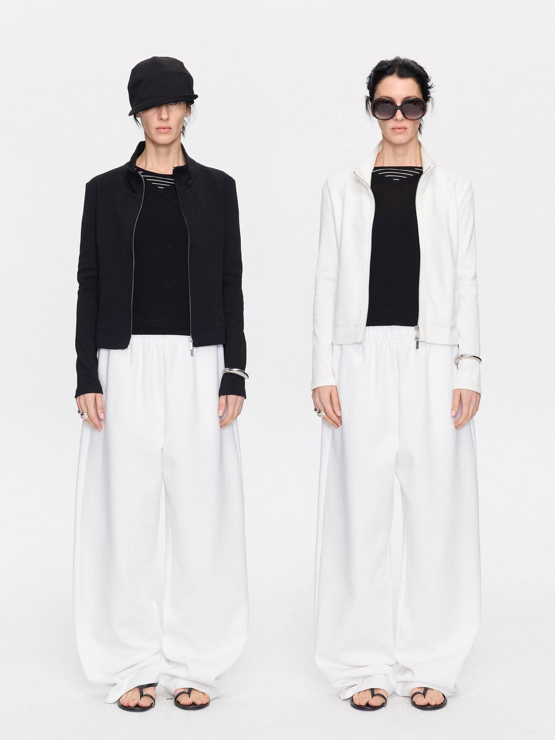 LYUOCHENG Ribbed Splice Minimalist Zipper Cropped Women&