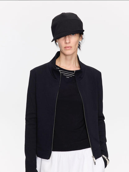 LYUOCHENG Ribbed Splice Minimalist Zipper Cropped Women&