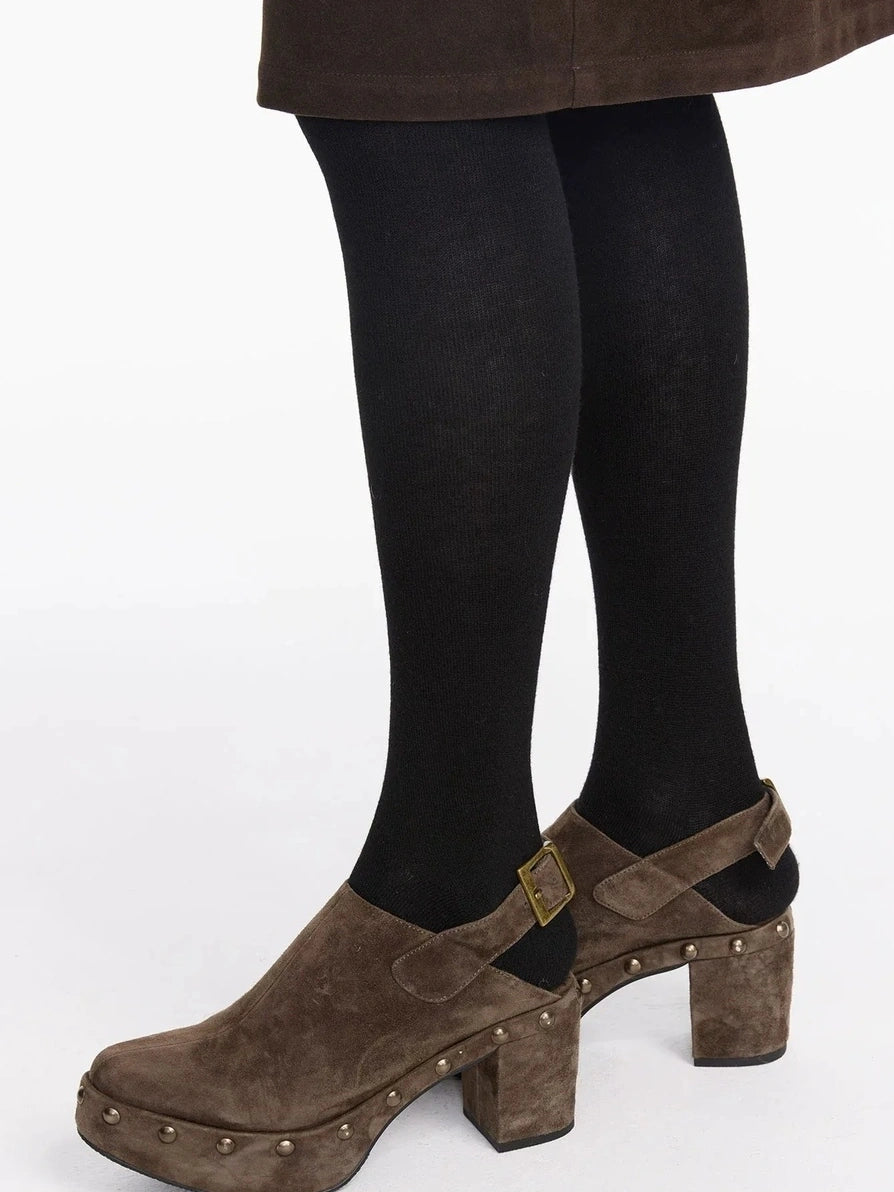 LYUOCHENG Rivet Studded Suede Wedge Boots In Brown