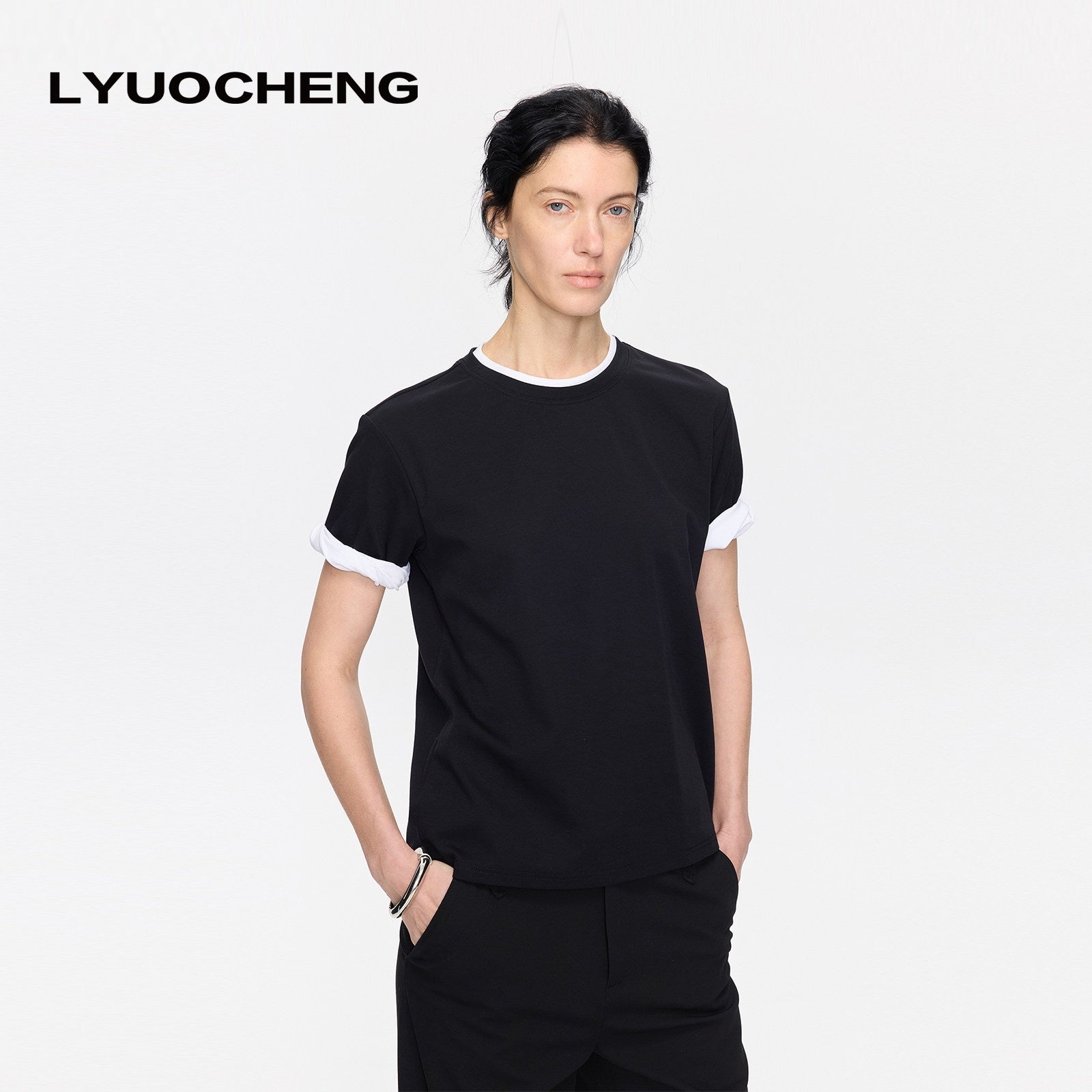 LYUOCHENG_Rolled_Hem_Colorblock_Shirring_Women&