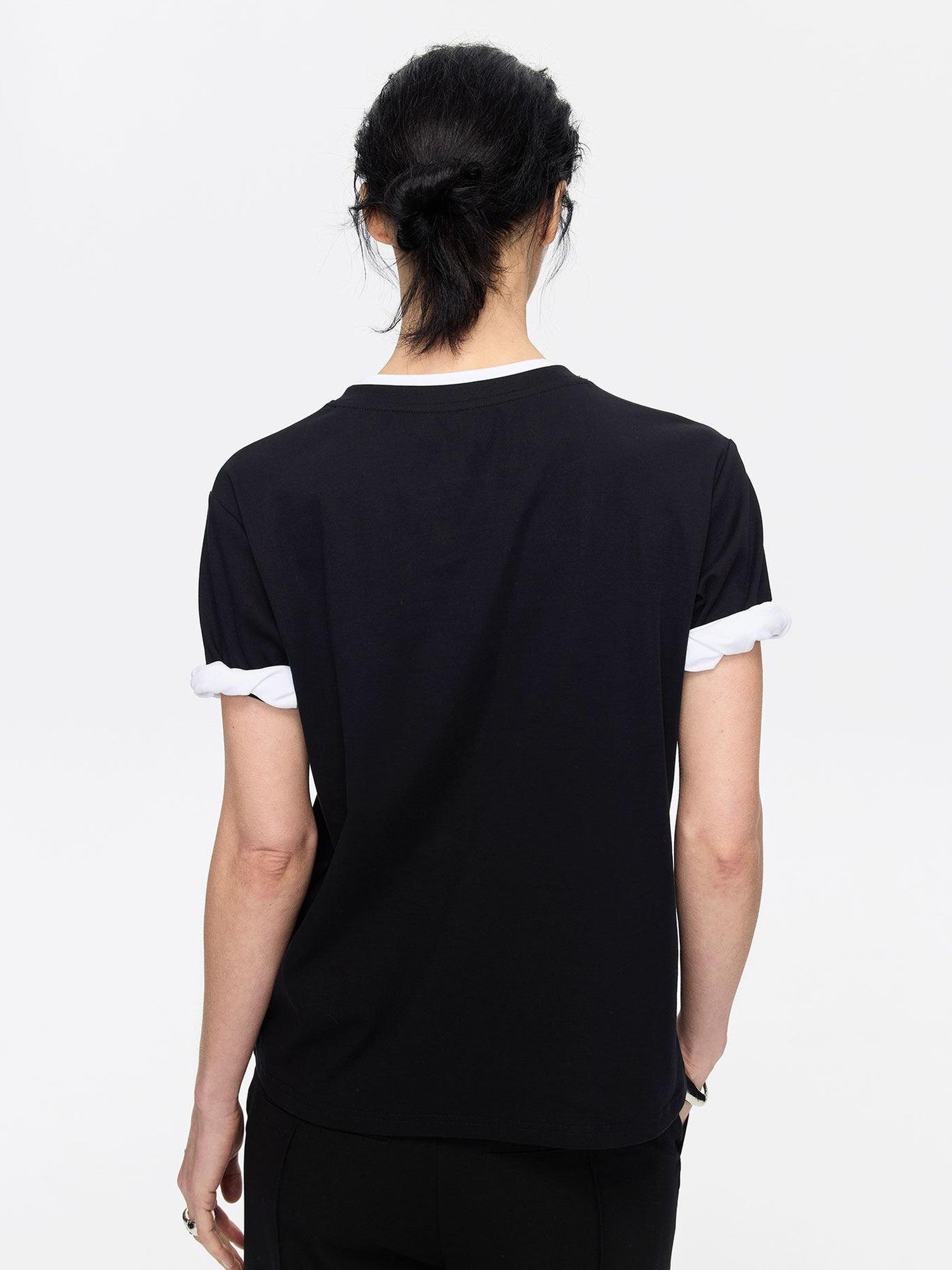 LYUOCHENG Rolled Hem Colorblock Shirring Women&