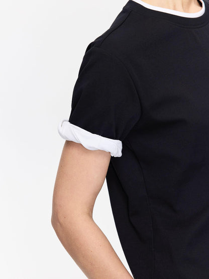 LYUOCHENG Rolled Hem Colorblock Shirring Women&