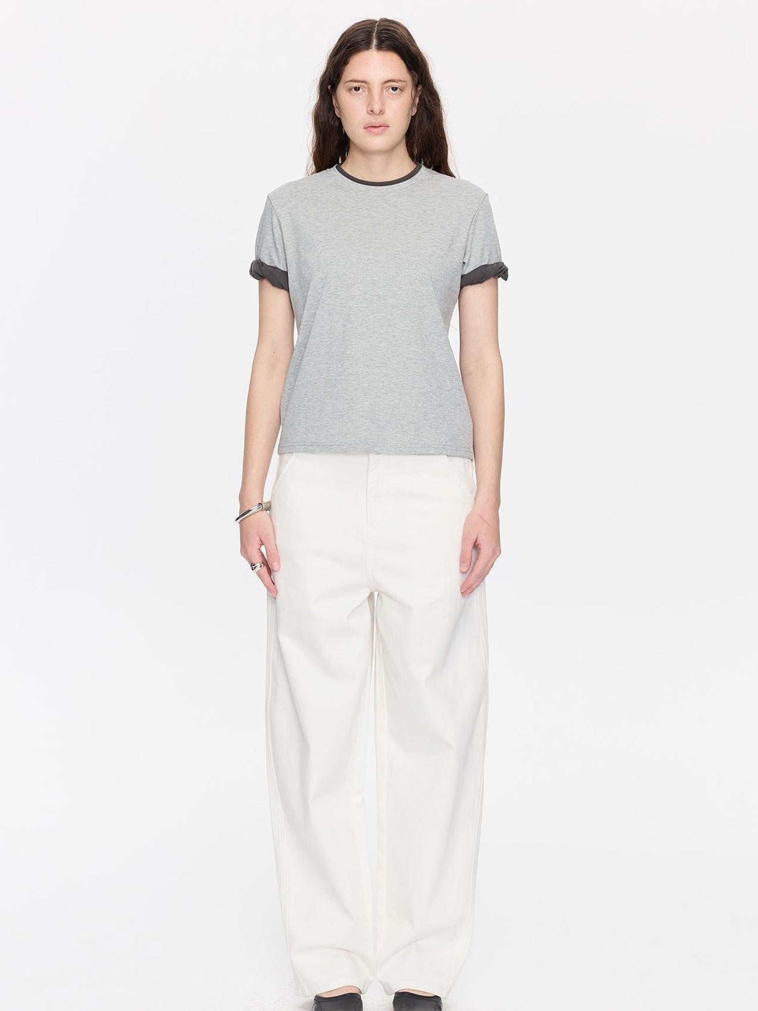 LYUOCHENG Rolled Hem Colorblock Shirring Women&