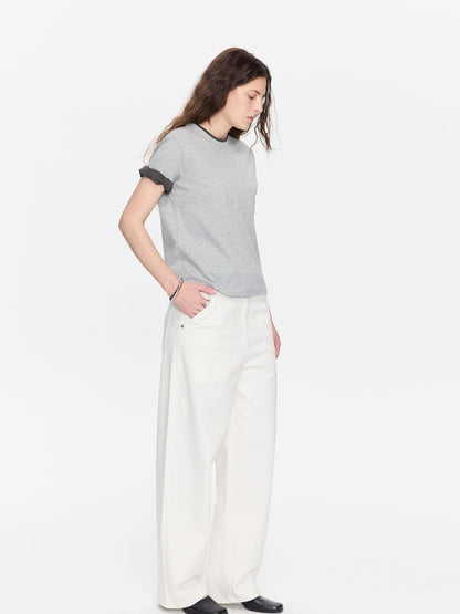 LYUOCHENG Rolled Hem Colorblock Shirring Women&